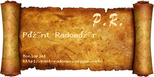 Pánt Radomér névjegykártya